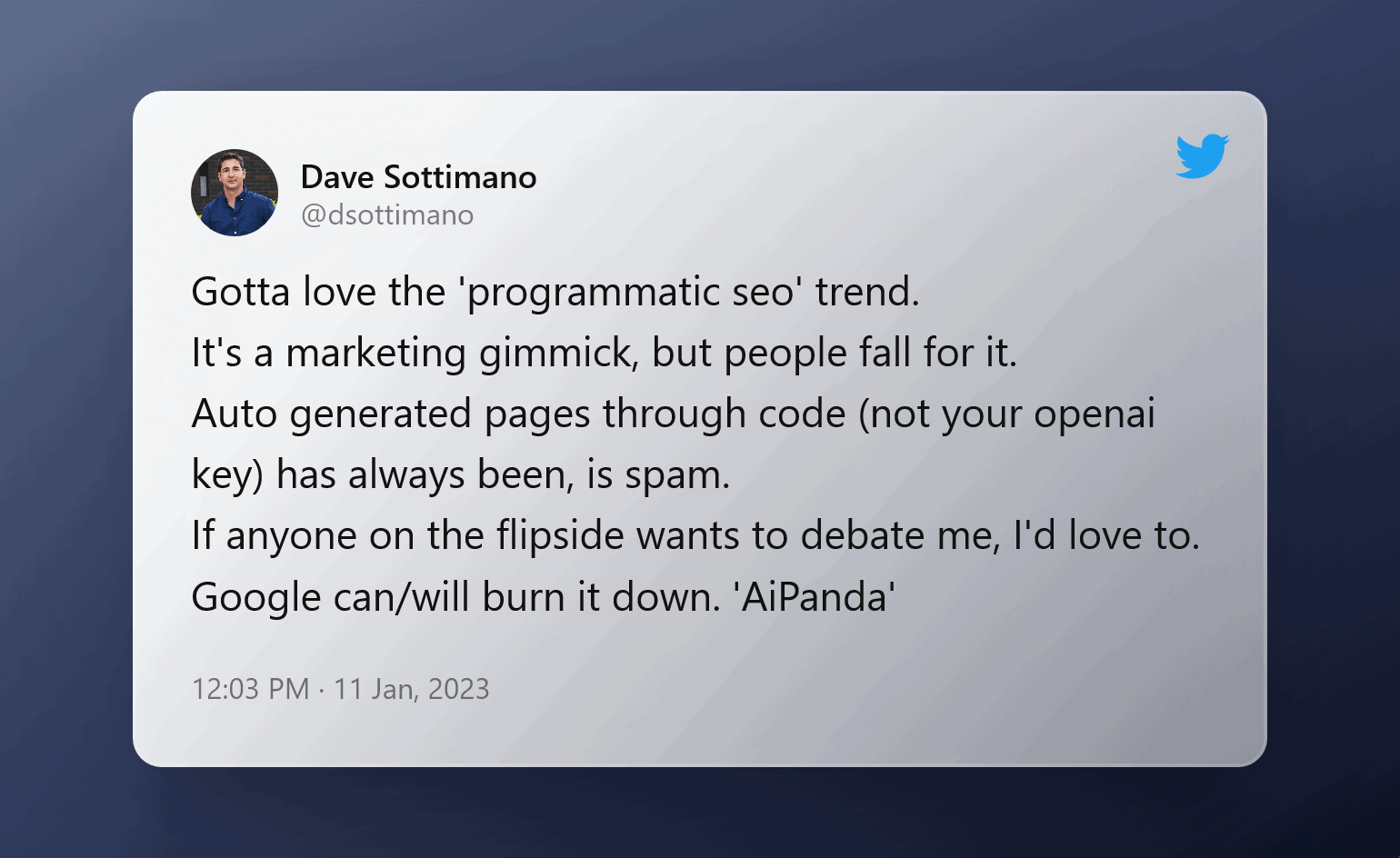 Tweet by Dave Sottimano